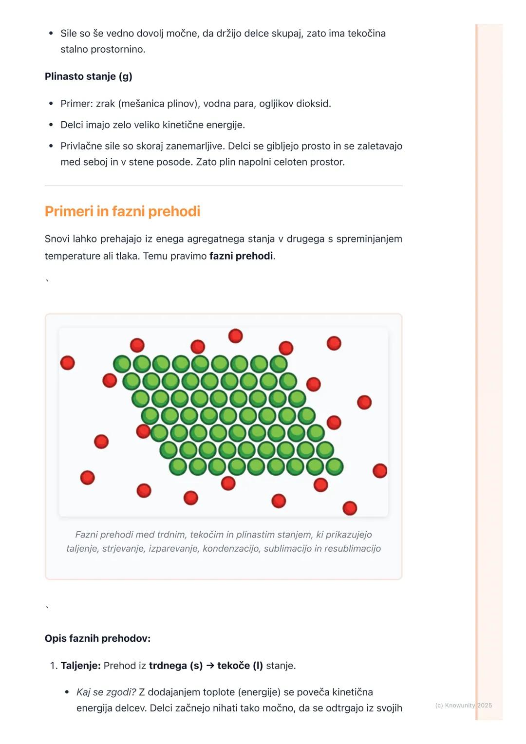 # Agregatna stanja snovi
Uvod v agregatna stanja
Snovi okoli nas se nahajajo v različnih oblikah oziroma stanjih. To so agregatna
stanja.