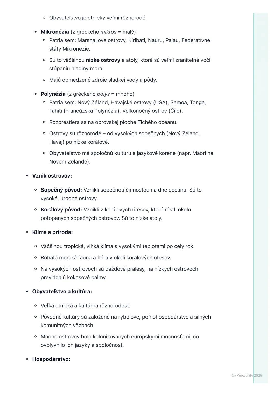 # Austrália a Oceánia
## Prehľad / Úvod
Takže, ideme sa pozrieť na Austráliu a Oceániu. Je to obrovský a veľmi
zaujímavý región, ktorý zah