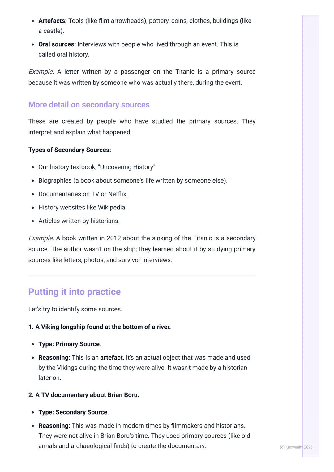 # Sources of History
What are historical sources?
To understand history, we can't just guess what happened. Historians act like
detectives