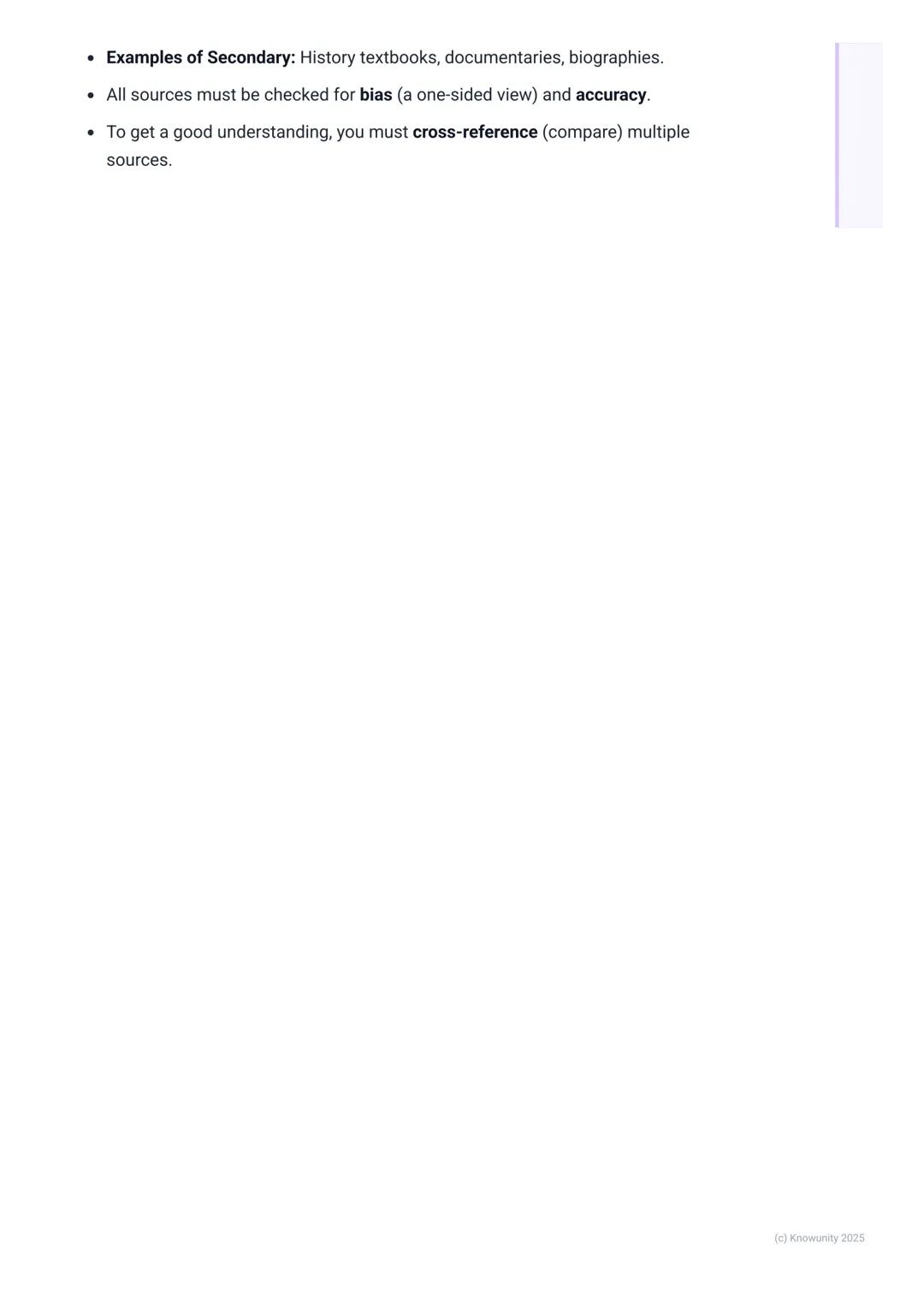 # Sources of History
What are historical sources?
To understand history, we can't just guess what happened. Historians act like
detectives