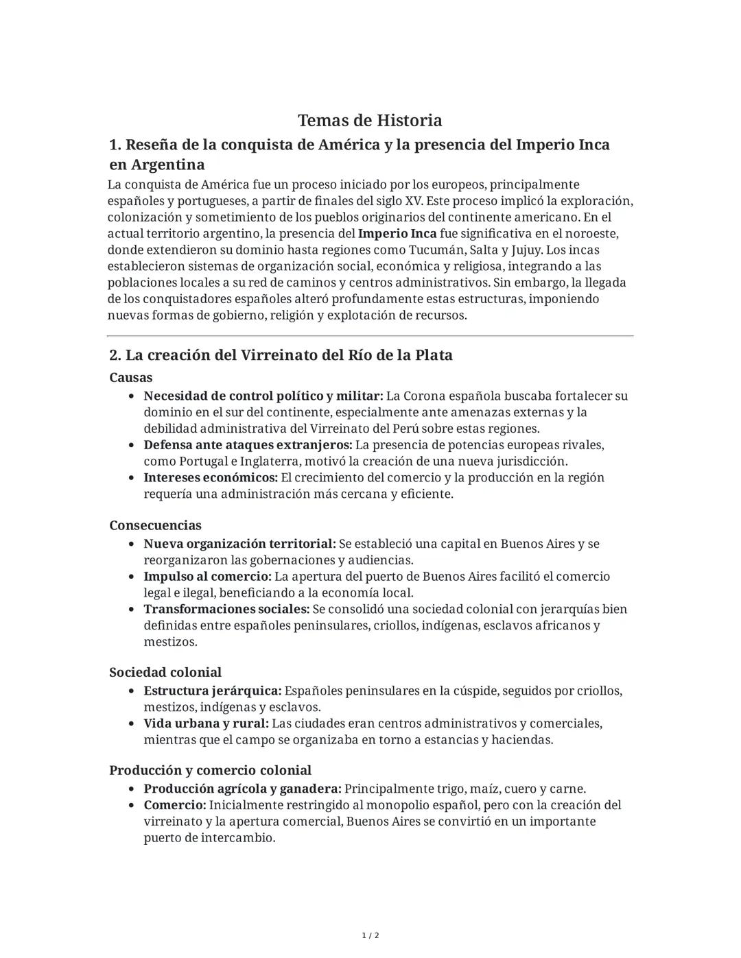 Temas de Historia
1. Reseña de la conquista de América y la presencia del Imperio Inca
en Argentina
La conquista de América fue un proceso i