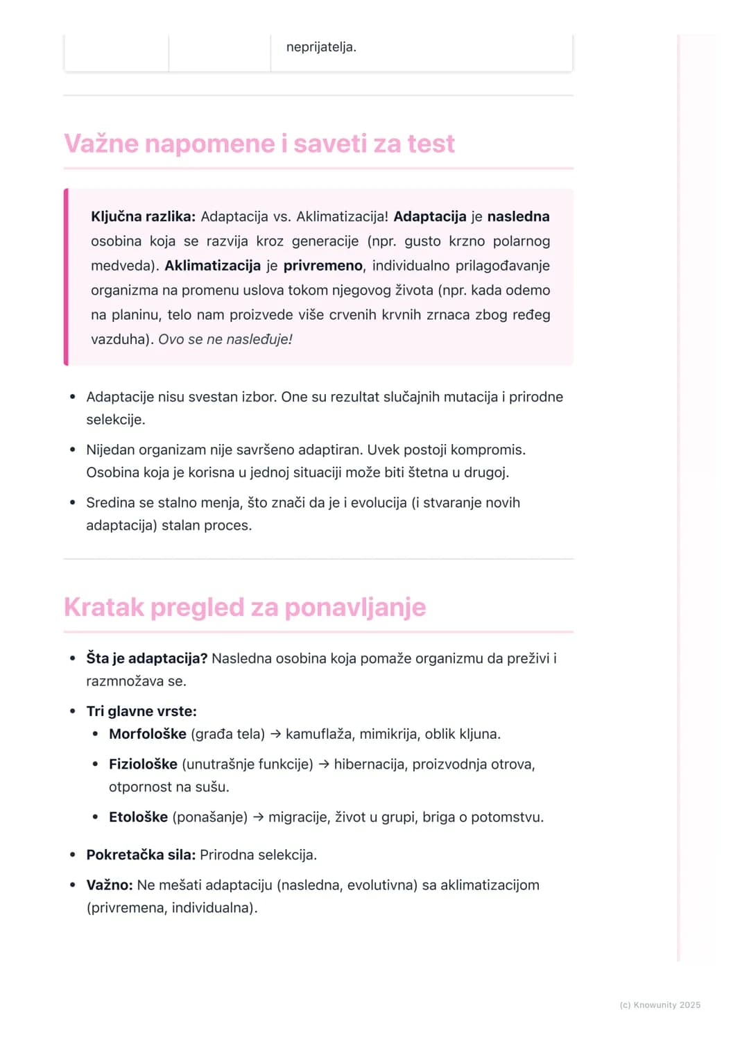 # Adaptacije organizama
Uvod u adaptacije
Adaptacije su nasledne osobine koje pomažu organizmima da prežive i da se
razmnožavaju u svojoj