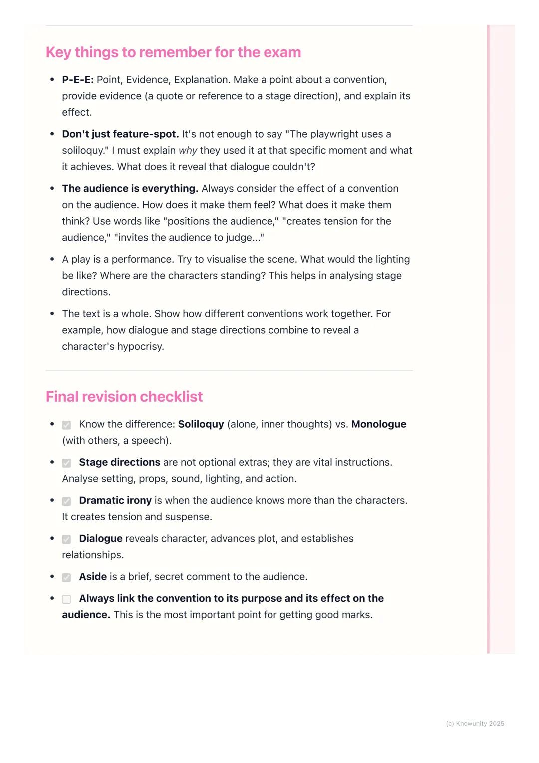 # Dramatic Conventions (for
plays)
Introduction to dramatic conventions
Plays are written to be performed, not just read. Dramatic convent