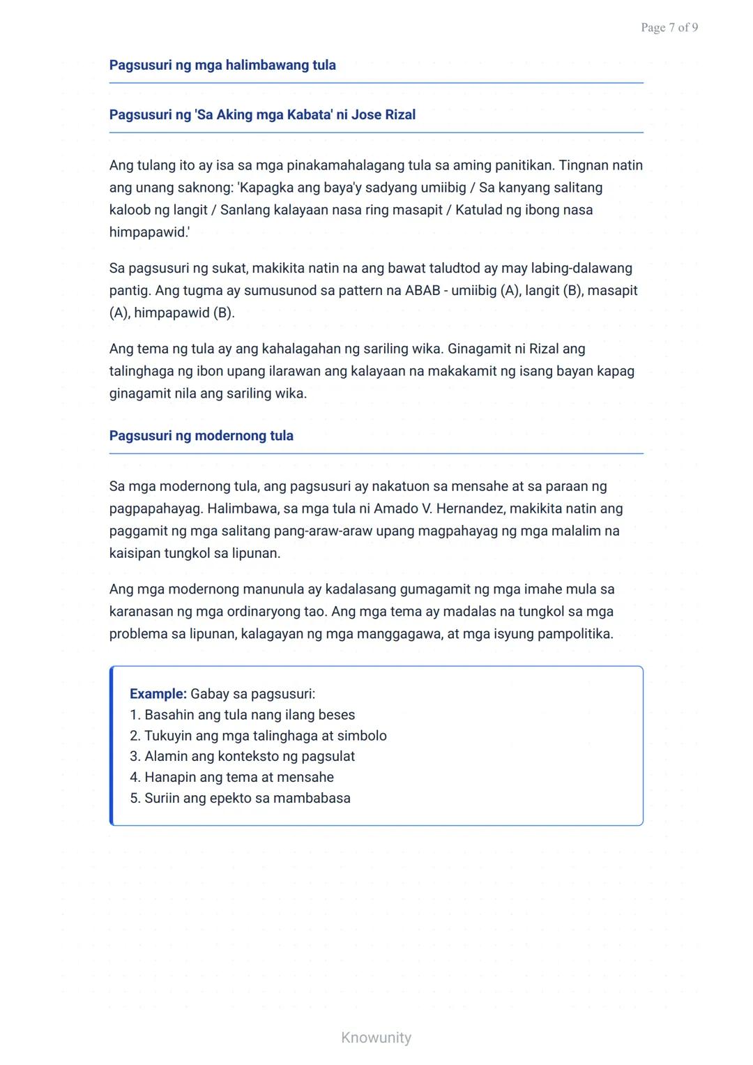 Pag-unawa at Pagsusuri ng Tula: Mga Elemento at Kahulugan
Pag-aaral ng mga elemento ng tula at paraan ng pagsusuri nito
Mga Layuning Pang-ed