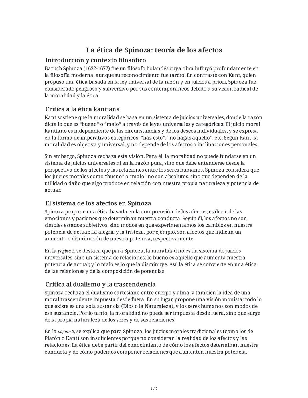 La ética de Spinoza: teoría de los afectos
Introducción y contexto filosófico
Baruch Spinoza (1632-1677) fue un filósofo holandés cuya obra