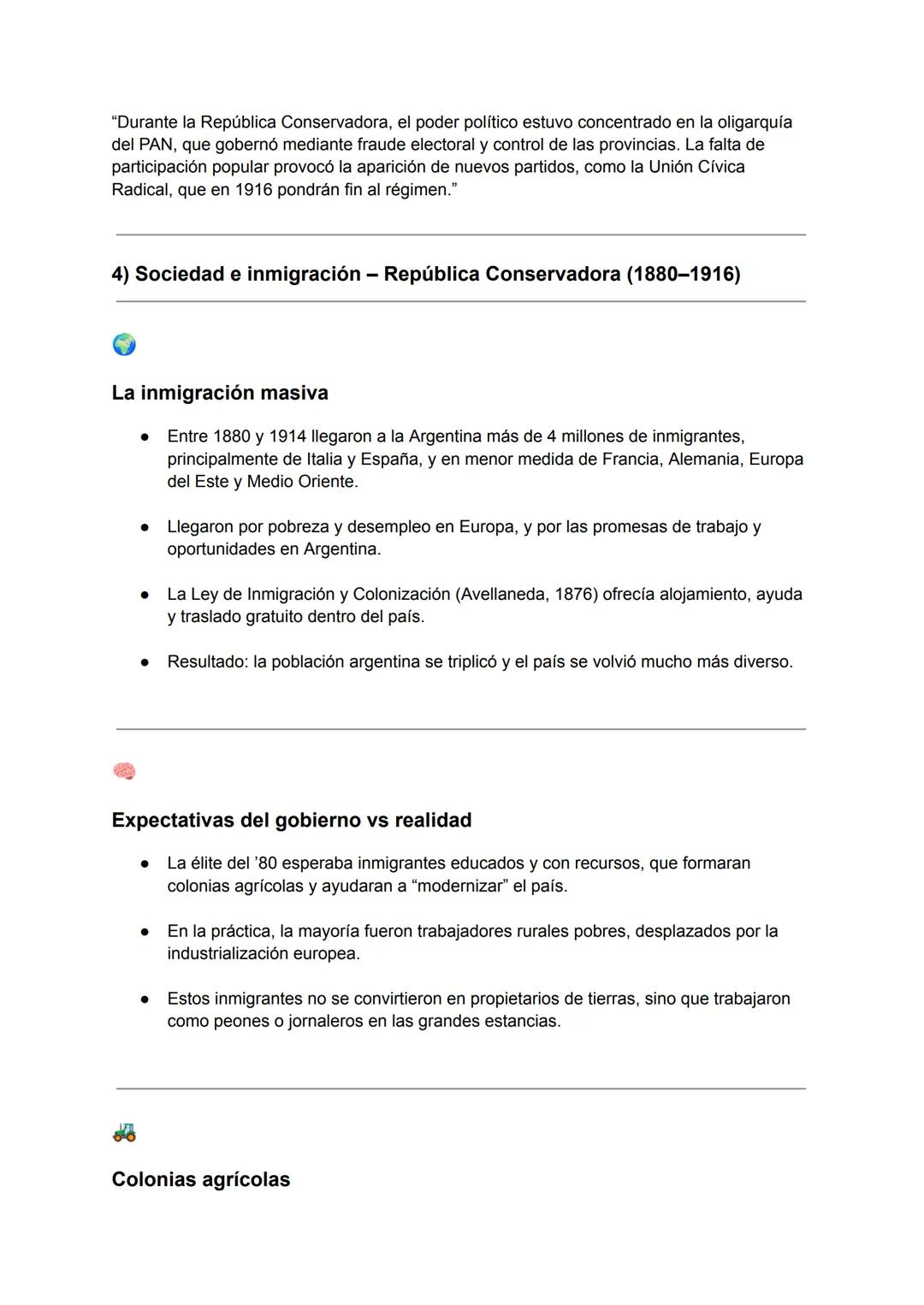 # Republica conservadora (1880-1916)
1) Contexto general - República Conservadora (1880-1916)
* Inicio y eje político
* Arranca e
