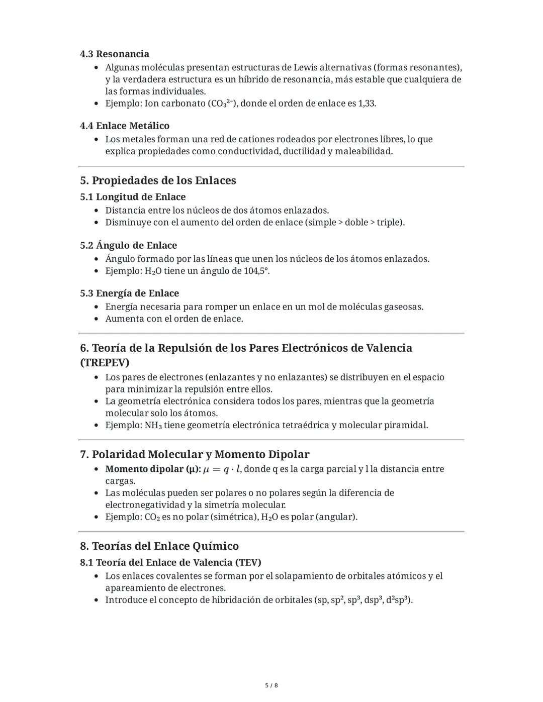 ## Química Inorgánica: Enlace Químico
### 1. Introducción al Enlace Químico
Los enlaces químicos son las fuerzas interatómicas que mantien