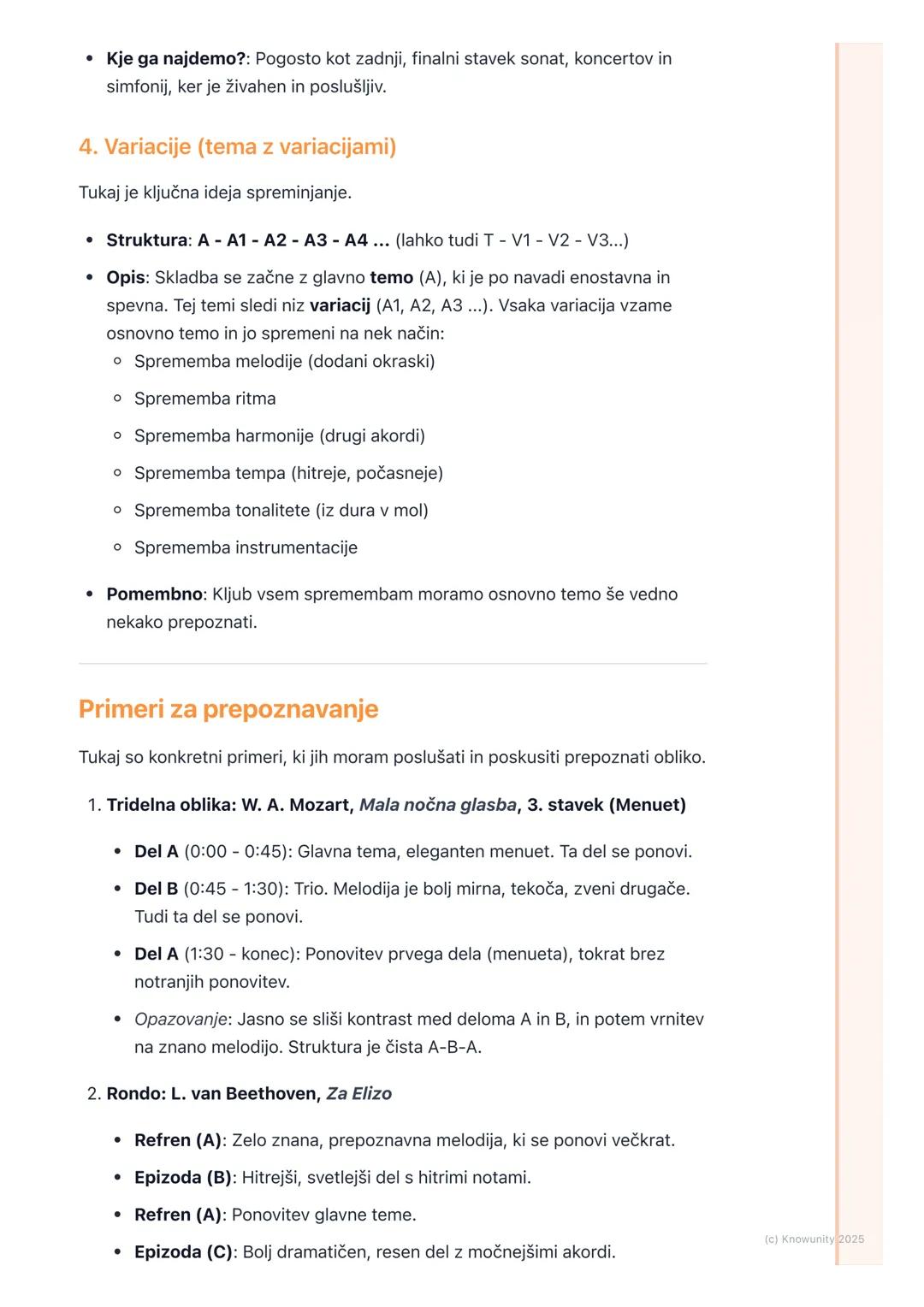 # Glasbene oblike
Kaj so glasbene oblike?
Glasbena oblika je kot načrt ali okostje skladbe. Pove nam, kako so posamezni
deli glasbe (melod