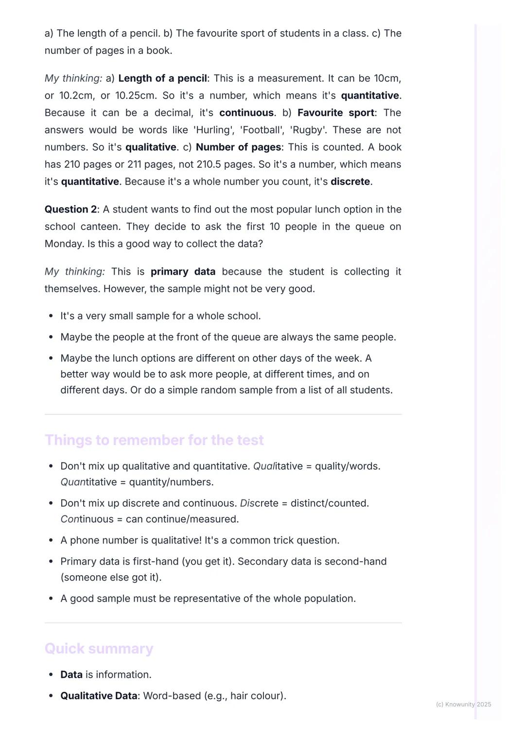 # Data Collection and Types of
Data
What is data?
Data is just a collection of information. In Maths, we collect, look at, and
understand