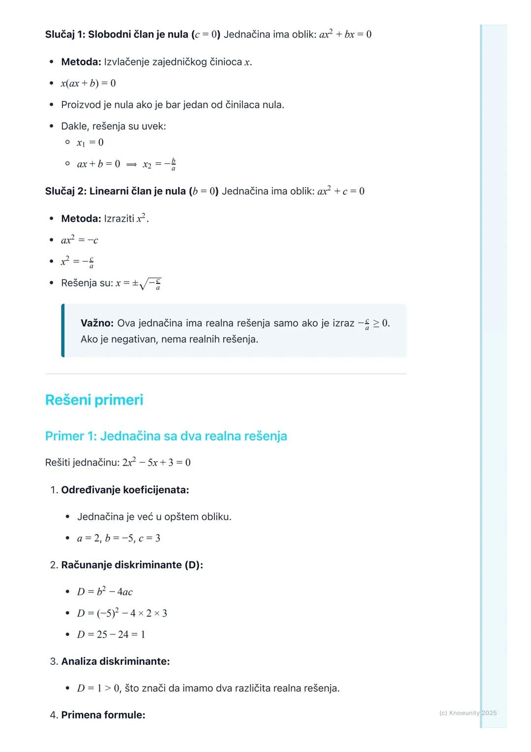 # Kvadratna jednačina
Uvod u kvadratne jednačine
Kvadratna jednačina je jednačina gde je najveći stepen nepoznate (obično x)
jednak 2. To