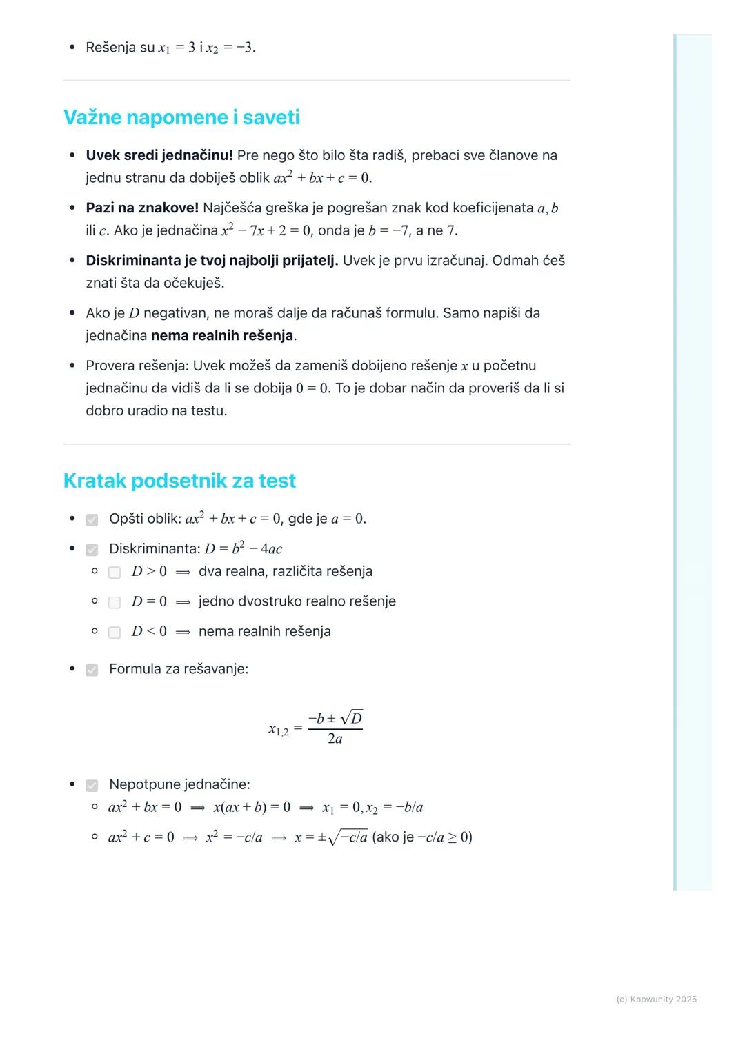 # Kvadratna jednačina
Uvod u kvadratne jednačine
Kvadratna jednačina je jednačina gde je najveći stepen nepoznate (obično x)
jednak 2. To