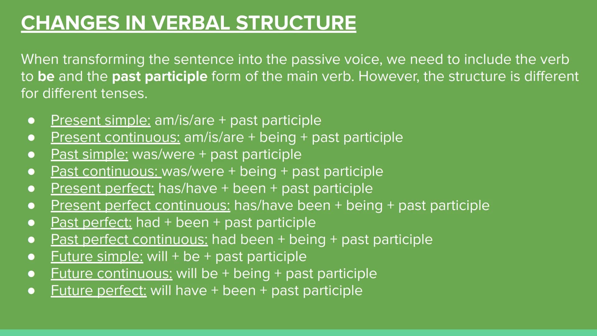PASSIVE VOICE
DEFINITION, USES, STRUCTURES AND EXAMPLES. # SO...WHAT IS PASSIVE VOICE?
Passive voice is the name given to the reorganizatio