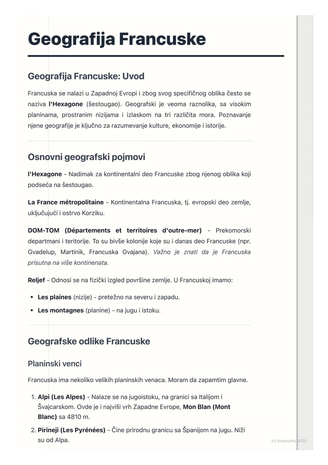 # Geografija Francuske
## Geografija Francuske: Uvod
Francuska se nalazi u Zapadnoj Evropi i zbog svog specifičnog oblika često se
naziva