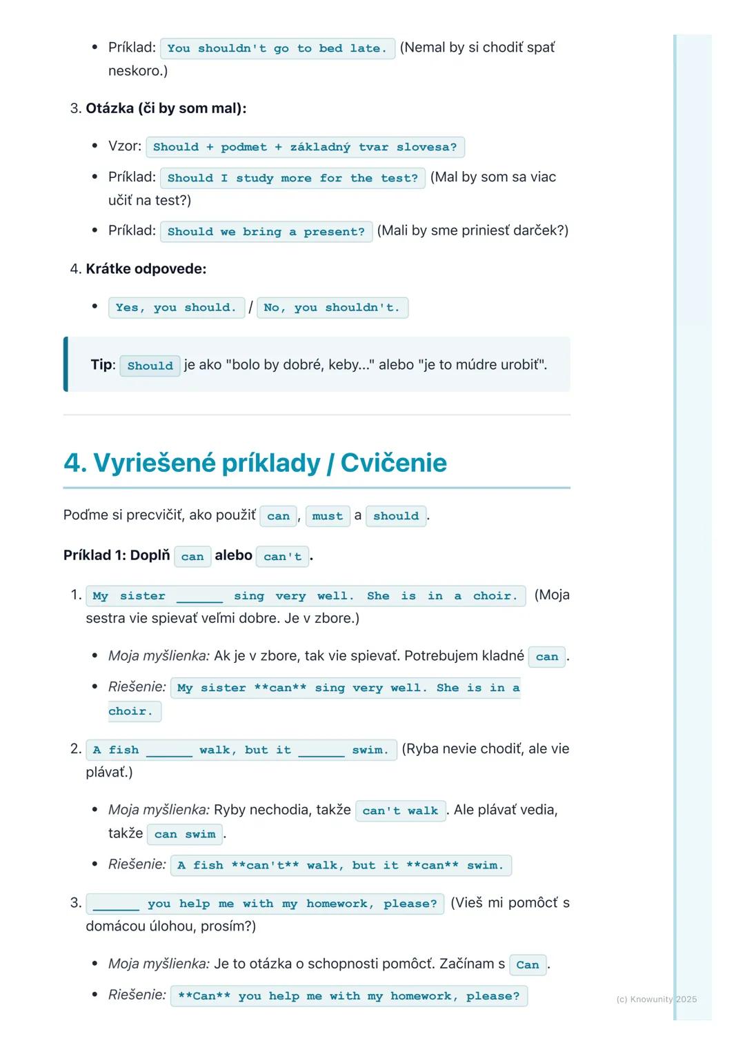 # Modálne slovesá (Can, Must,
Should)
1. Prehľad modálnych slovies
Dnes sa budeme učiť o špeciálnych slovesách v angličtine, ktoré sa vol