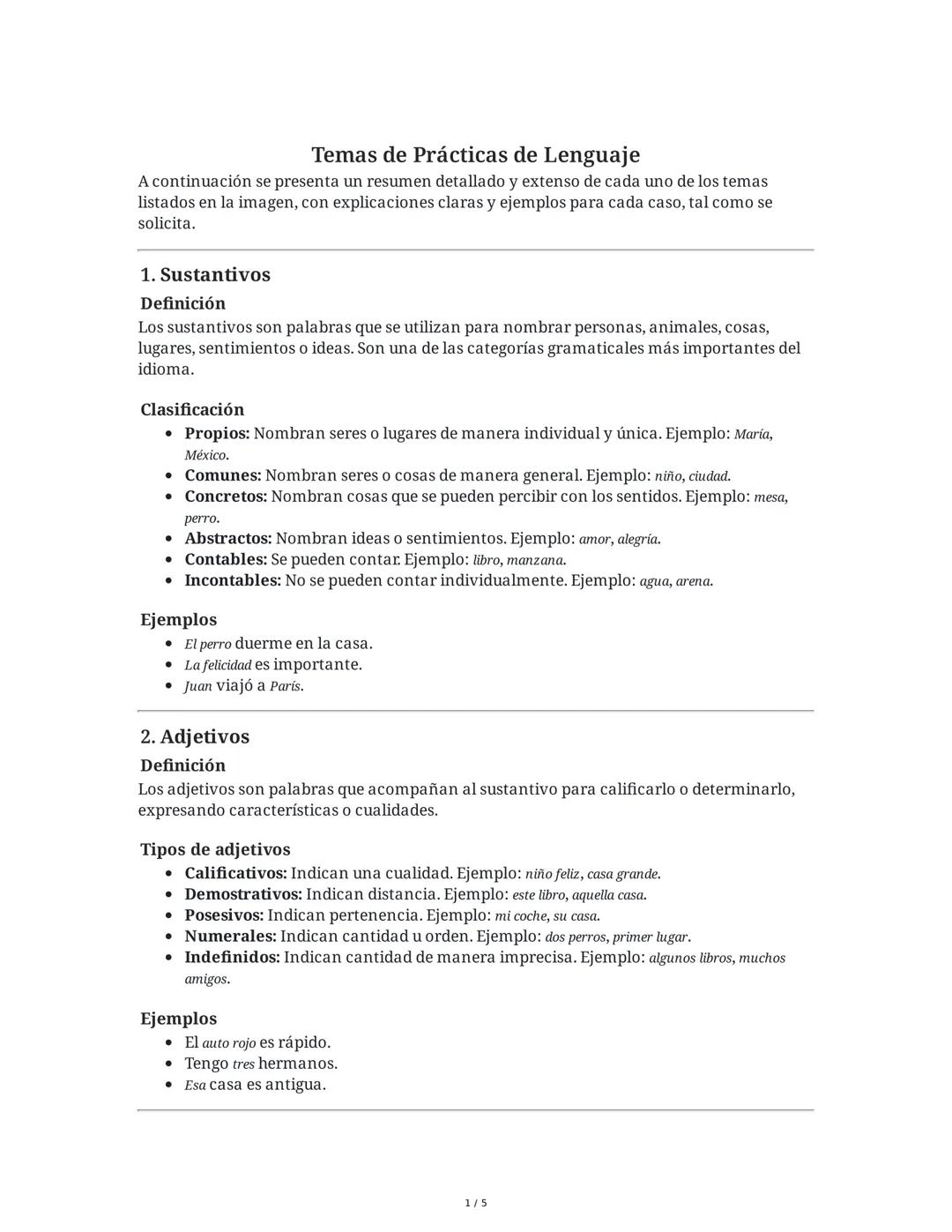 # Temas de Prácticas de Lenguaje
A continuación se presenta un resumen detallado y extenso de cada uno de los temas
listados en la imagen,