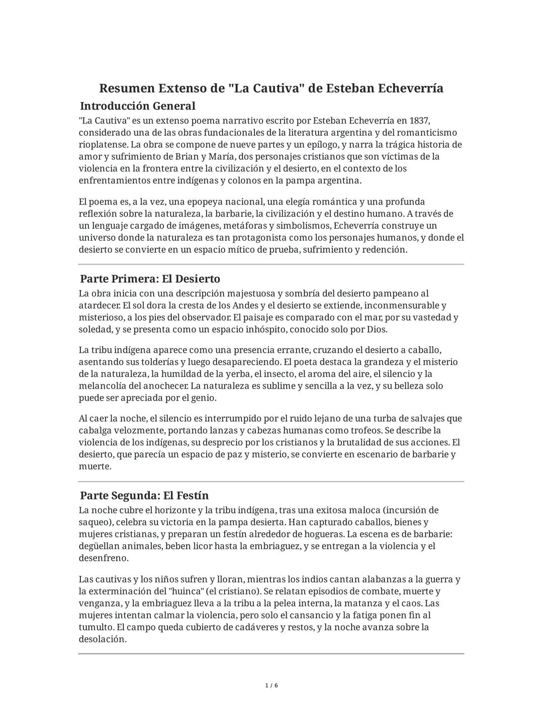 Resumen Extenso de "La Cautiva" de Esteban Echeverría
Introducción General
"La Cautiva" es un extenso poema narrativo escrito por Esteban Ec