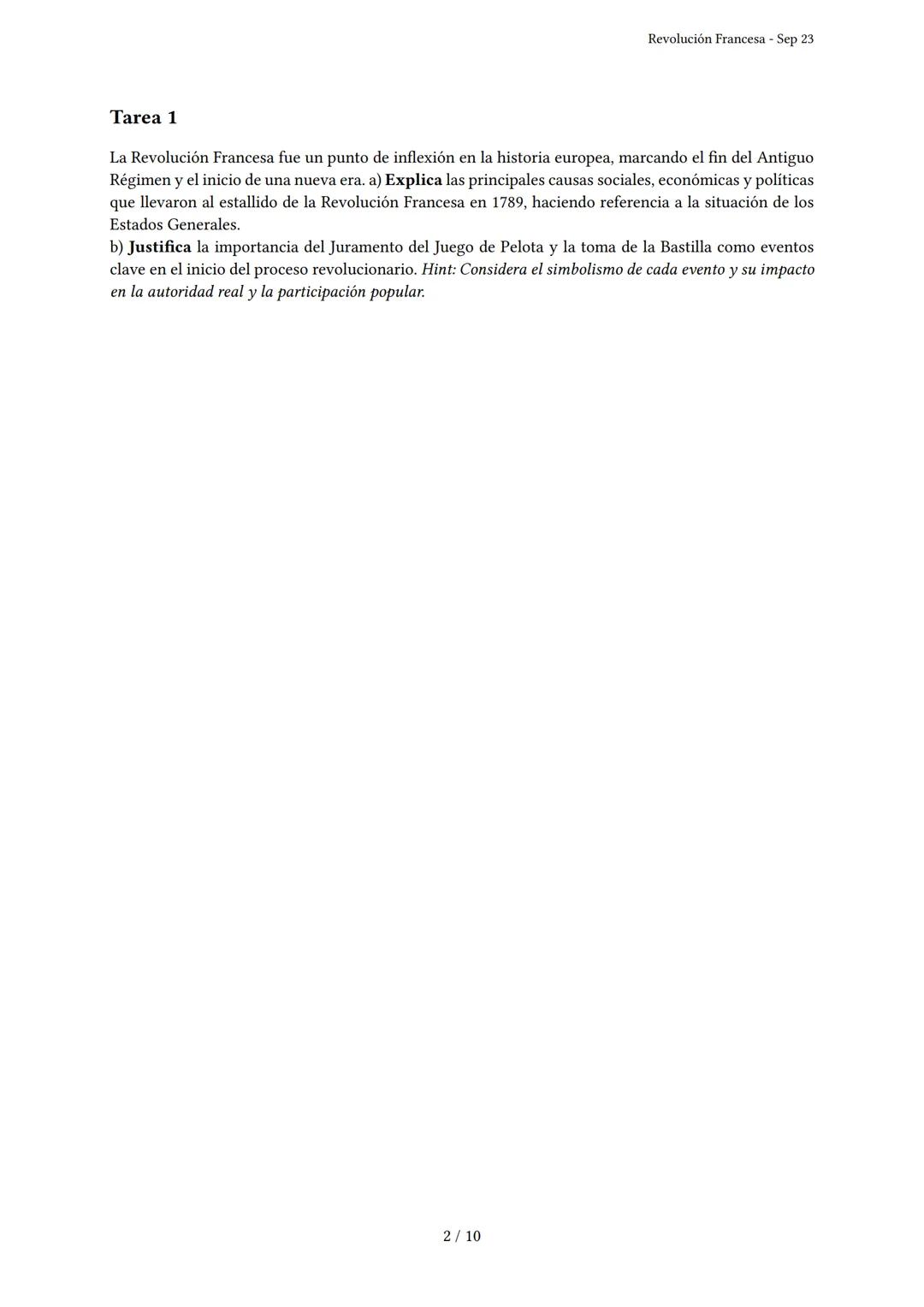 # Revolución Francesa
Generado por Knowunity - Sep 23
Descripción: Este examen cubre la Revolución Francesa, sus causas, desarrollo y cons